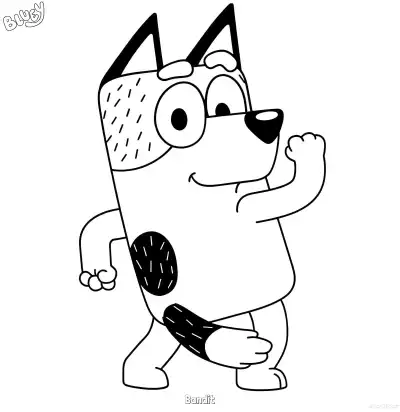Free printable Bandit  Coloring Page - Free Printable Bluey PDF Coloring Sheets coloring page