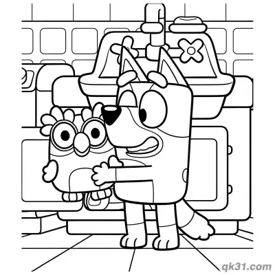 Free printable Bluey Chasing Chattermax Coloring Page | Fun Printable Activity coloring page