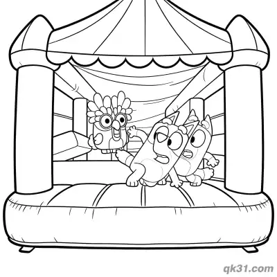Free printable Bluey and Chattermax Living Room Fun Coloring Page | Free Printable coloring page