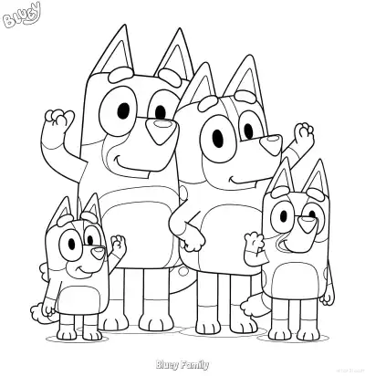 Free printable Bluey Family  Coloring Page - Free Printable Bluey PDF Coloring Sheets coloring page