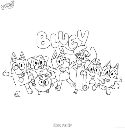 Free printable Bluey Family 1 Coloring Page - Free Printable Bluey PDF Coloring Sheets coloring page