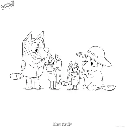Free printable Bluey Family 6 Coloring Page - Free Printable Bluey PDF Coloring Sheets coloring page