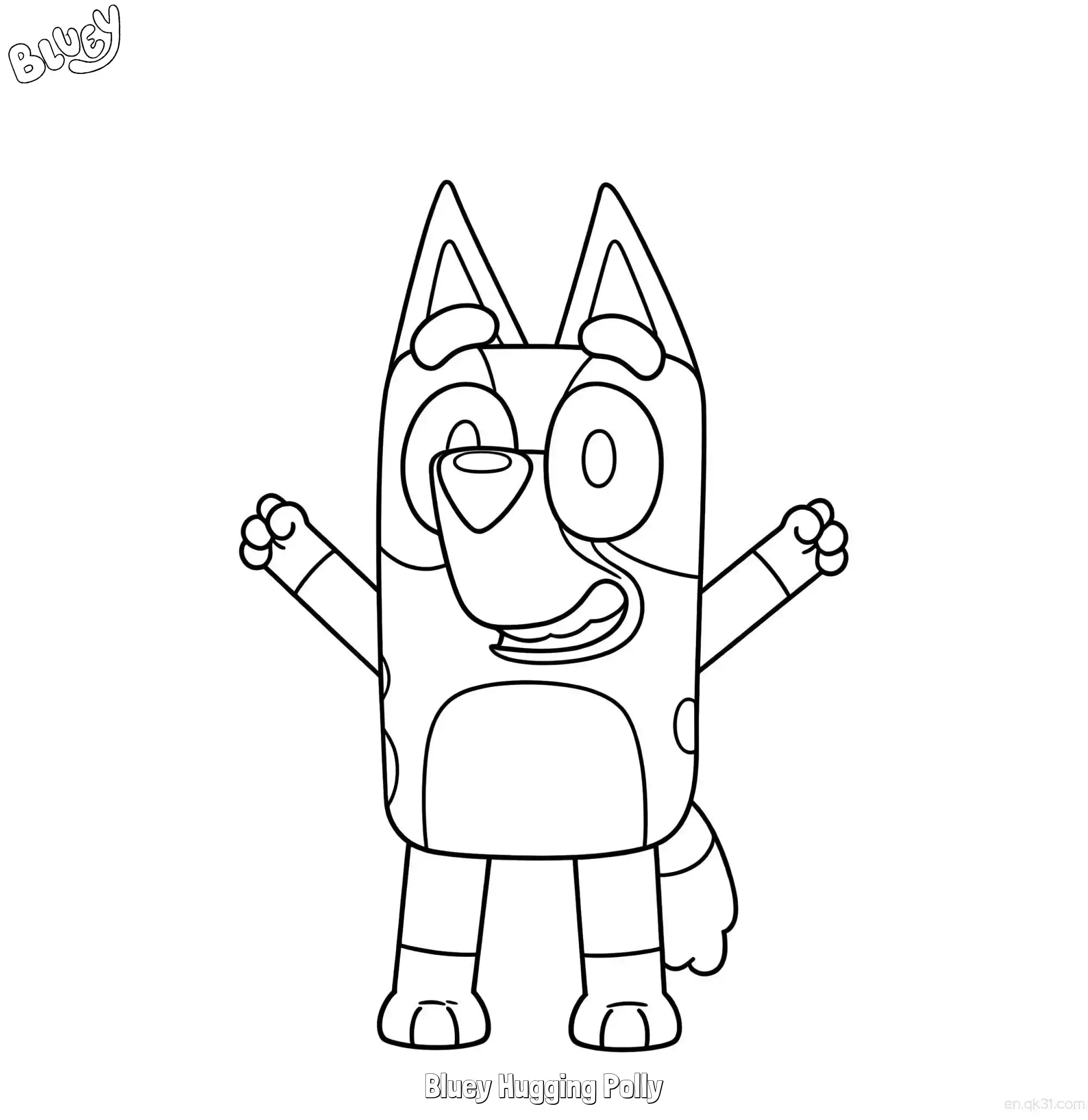Bluey Hugging Polly 1 Coloring Page - Free Printable Bluey PDF Coloring Sheets – Free Printable Coloring Page for Kids and Adults
