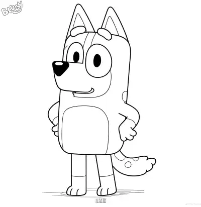 Free printable Chilli  Coloring Page - Free Printable Bluey PDF Coloring Sheets coloring page