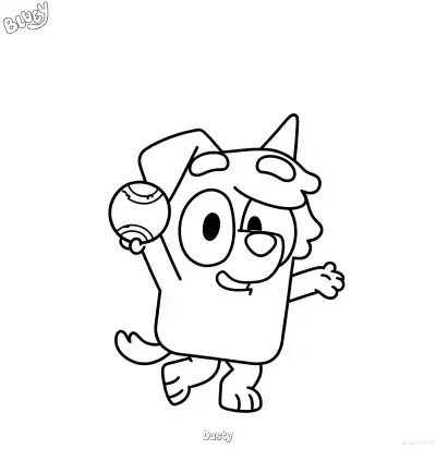 Free printable Dusty 1 Coloring Page - Free Printable Bluey PDF Coloring Sheets coloring page