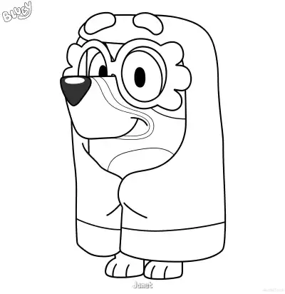 Free printable Janet  Coloring Page - Free Printable Bluey PDF Coloring Sheets coloring page