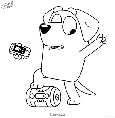Free printable Lucky's Dad  Coloring Page - Free Printable Bluey PDF Coloring Sheets coloring page