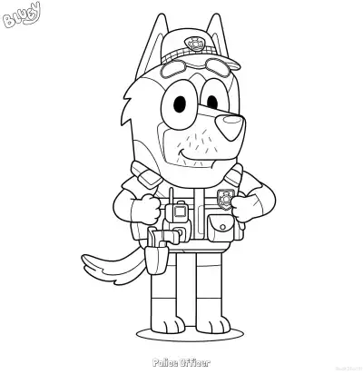Free printable Police Officer  Coloring Page - Free Printable Bluey PDF Coloring Sheets coloring page
