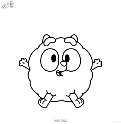 Free printable Pom Pom  Coloring Page - Free Printable Bluey PDF Coloring Sheets coloring page