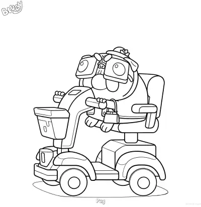 Free printable Pug  Coloring Page - Free Printable Bluey PDF Coloring Sheets coloring page