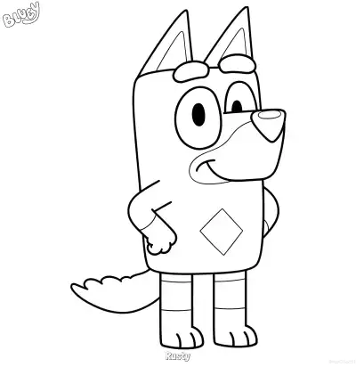 Free printable Rusty 1 Coloring Page - Free Printable Bluey PDF Coloring Sheets coloring page
