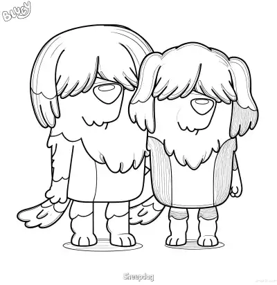 Free printable Sheepdog  Coloring Page - Free Printable Bluey PDF Coloring Sheets coloring page