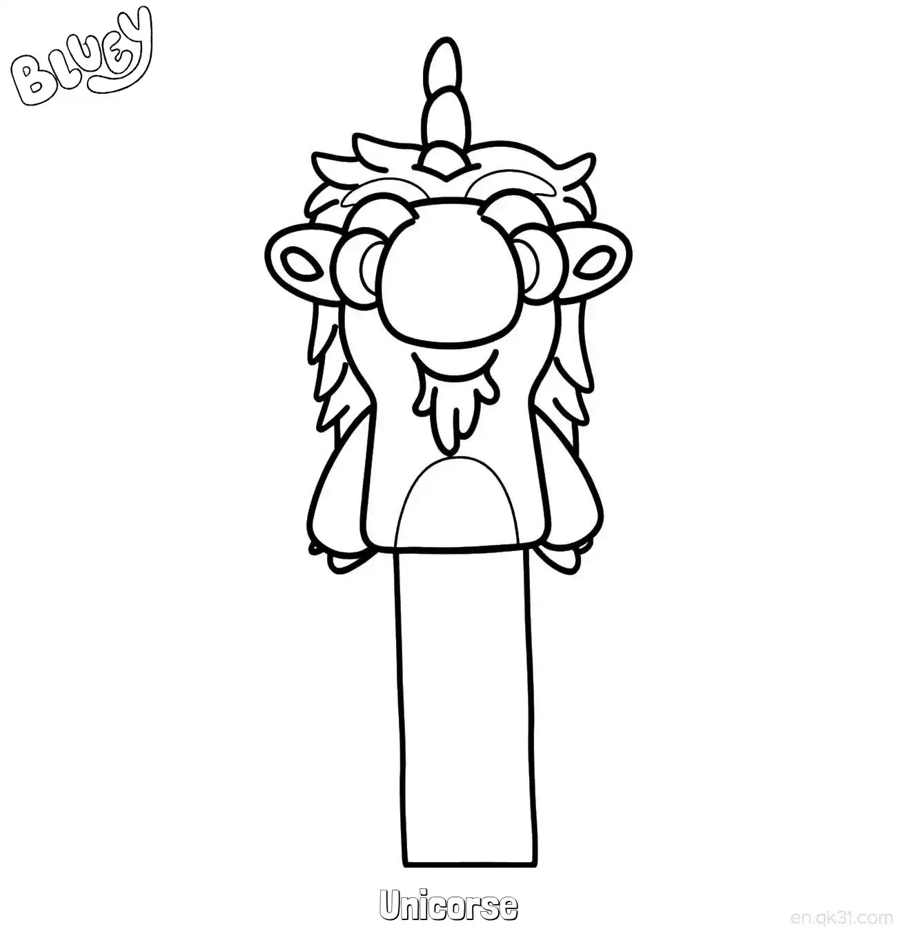 Unicorse  Coloring Page - Free Printable Bluey PDF Coloring Sheets – Free Printable Coloring Page for Kids and Adults