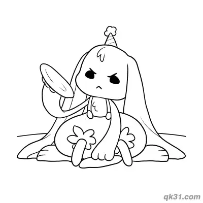 Free printable Angry Bunzo Bunny Holding Cymbal Coloring Page coloring page