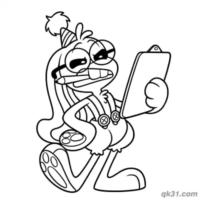 Free printable Bunzo Bunny Holding Clipboard Coloring Page coloring page