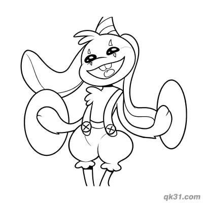 Free printable Bunzo Bunny Holding Cymbals Pose Coloring Page coloring page