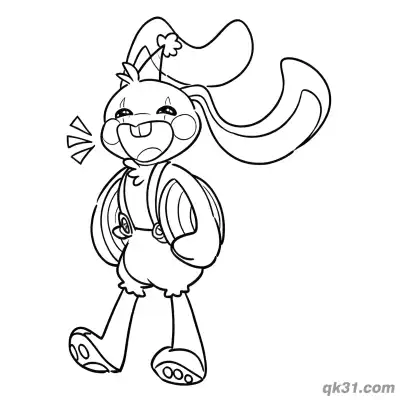 Free printable Cheerful Walking Bunzo Bunny Coloring Page coloring page