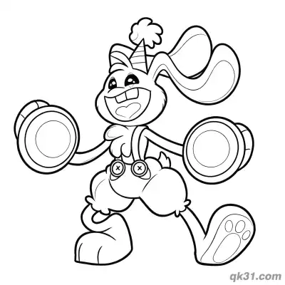 Free printable Energetic Walking Bunzo Bunny Cymbal Play Coloring Page coloring page