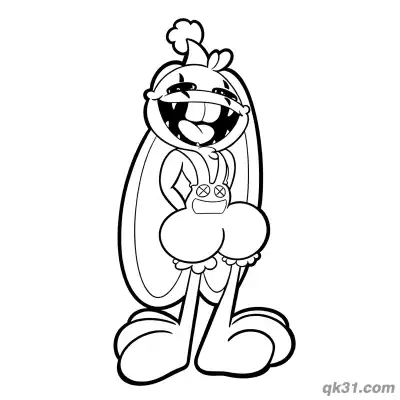 Free printable Grinning Bunzo Bunny Standing Tall Coloring Page coloring page