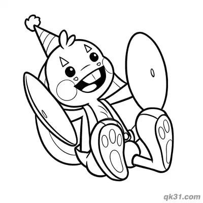 Free printable Happy Bunzo Bunny with Cymbals Coloring Page coloring page