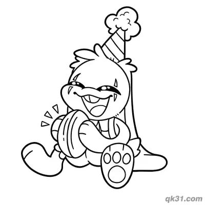 Free printable Laughing Bunzo Bunny Hugging Cymbal Coloring Page coloring page