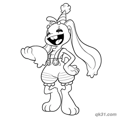 Free printable Laughing Bunzo Bunny with Hand on Hip Coloring Page coloring page