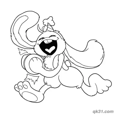 Free printable Laughing Running Bunzo Bunny Coloring Page coloring page
