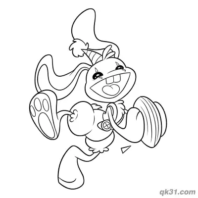 Free printable Playful Bunzo Bunny Running with Cymbal Coloring Page coloring page