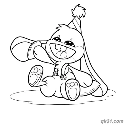 Free printable Sitting Waving Bunzo Bunny Coloring Page coloring page