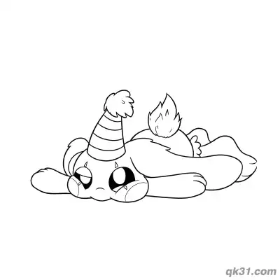 Free printable Tired Bunzo Bunny Lying Down Coloring Page coloring page