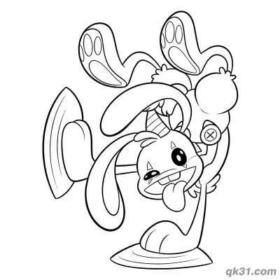 Free printable Upside Down Bunzo Bunny with Cymbals Coloring Page coloring page