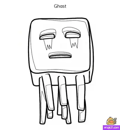 Free printable Draw the Ghast from Minecraft Movie – Step-by-Step Guide & Printable Coloring Page coloring page