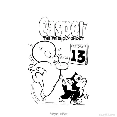 Free printable Casper and Cat  Coloring Page - Free PDF Printable Casper the Friendly Ghost Coloring Sheets coloring page