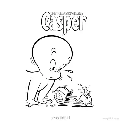 Free printable Casper and Snail  Coloring Page - Free PDF Printable Casper the Friendly Ghost Coloring Sheets coloring page