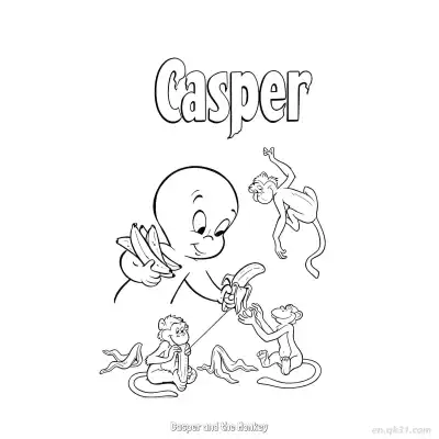 Free printable Casper and the Monkey  Coloring Page - Free PDF Printable Casper the Friendly Ghost Coloring Sheets coloring page