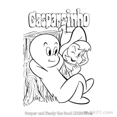 Free printable Casper and Wendy the Good Little Witch 1 Coloring Page - Free PDF Printable Casper the Friendly Ghost Coloring Sheets coloring page
