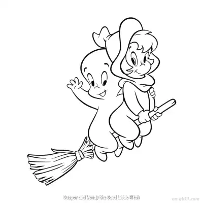Free printable Casper and Wendy the Good Little Witch 2 Coloring Page - Free PDF Printable Casper the Friendly Ghost Coloring Sheets coloring page