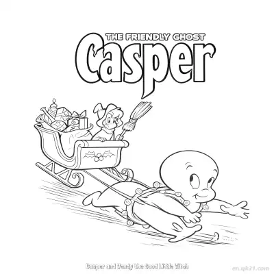 Free printable Casper and Wendy the Good Little Witch 3 Coloring Page - Free PDF Printable Casper the Friendly Ghost Coloring Sheets coloring page