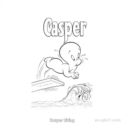 Free printable Casper Diving  Coloring Page - Free PDF Printable Casper the Friendly Ghost Coloring Sheets coloring page
