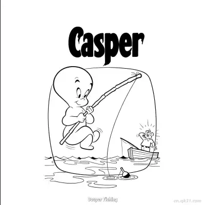 Free printable Casper Fishing  Coloring Page - Free PDF Printable Casper the Friendly Ghost Coloring Sheets coloring page