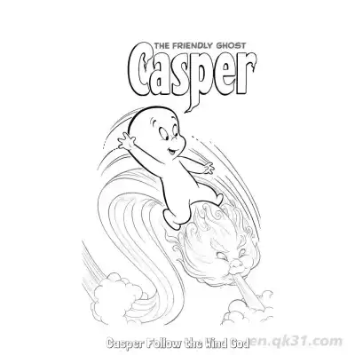 Free printable Casper Follow the Wind God  Coloring Page - Free PDF Printable Casper the Friendly Ghost Coloring Sheets coloring page