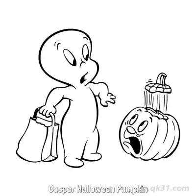 Free printable Casper Halloween Pumpkin  Coloring Page - Free PDF Printable Casper the Friendly Ghost Coloring Sheets coloring page