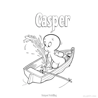 Free printable Casper Paddling  Coloring Page - Free PDF Printable Casper the Friendly Ghost Coloring Sheets coloring page