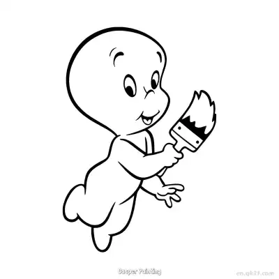 Free printable Casper Painting  Coloring Page - Free PDF Printable Casper the Friendly Ghost Coloring Sheets coloring page