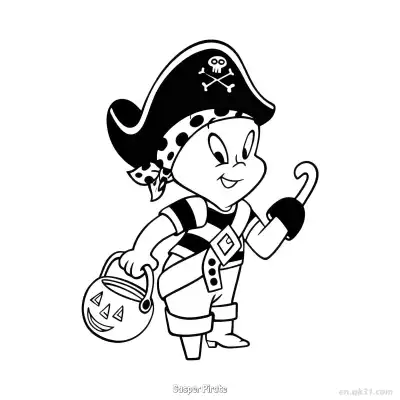 Free printable Casper Pirate  Coloring Page - Free PDF Printable Casper the Friendly Ghost Coloring Sheets coloring page