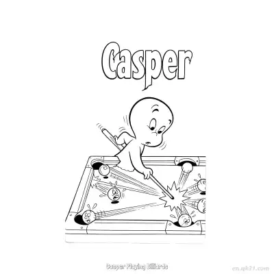 Free printable Casper Playing Billiards  Coloring Page - Free PDF Printable Casper the Friendly Ghost Coloring Sheets coloring page