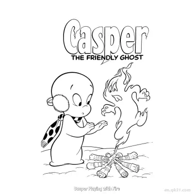 Free printable Casper Playing with Fire  Coloring Page - Free PDF Printable Casper the Friendly Ghost Coloring Sheets coloring page