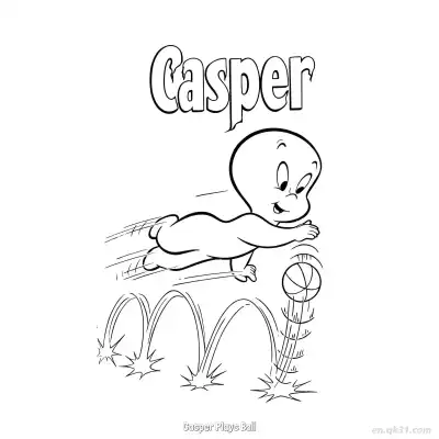 Free printable Casper Plays Ball  Coloring Page - Free PDF Printable Casper the Friendly Ghost Coloring Sheets coloring page