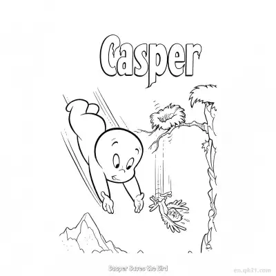 Free printable Casper Saves the Bird  Coloring Page - Free PDF Printable Casper the Friendly Ghost Coloring Sheets coloring page