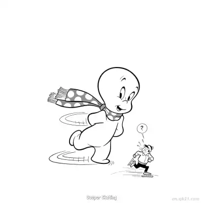 Free printable Casper Skating 2 Coloring Page - Free PDF Printable Casper the Friendly Ghost Coloring Sheets coloring page